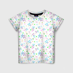 Детская футболка 3D с принтом Детский абстрактный узор  в Тюмени, 100% гипоаллергенный полиэфир | прямой крой, круглый вырез горловины, длина до линии бедер, чуть спущенное плечо, ткань немного тянется | геометрические фигуры | детский | малышам | разноцветные треугольники | ретро