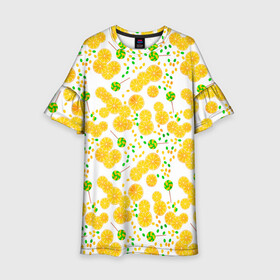 Детское платье 3D с принтом Лимонная карамель  в Тюмени, 100% полиэстер | прямой силуэт, чуть расширенный к низу. Круглая горловина, на рукавах — воланы | детский | карамель | конфеты | лимон | лимонный узор | малышам | сладости | чупа чупс