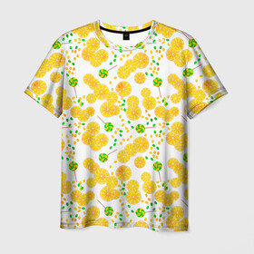 Мужская футболка 3D с принтом Лимонная карамель  в Тюмени, 100% полиэфир | прямой крой, круглый вырез горловины, длина до линии бедер | детский | карамель | конфеты | лимон | лимонный узор | малышам | сладости | чупа чупс