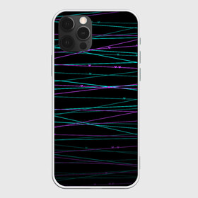 Чехол для iPhone 12 Pro Max с принтом Неоновые тонкие нити  в Тюмени, Силикон |  | детский | любовь | неоновый узор | полосы | сердечки | сердце | темный | тонкие полоски | черный