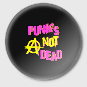 Значок с принтом Панк анархия в Тюмени,  металл | круглая форма, металлическая застежка в виде булавки | alternative | music | punk | punks not dead | rock | альтернатива | музыка | панк | панки не умерают | панкс нот дэд | рок