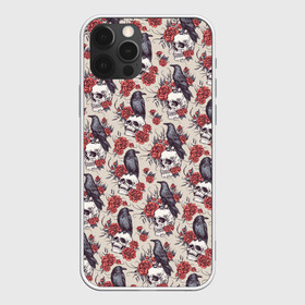 Чехол для iPhone 12 Pro Max с принтом Skull raven в Тюмени, Силикон |  | art | flowers | gothic | pattern | raven | roses | skull | арт | ворон | готика | паттерн | розы | цветы | череп