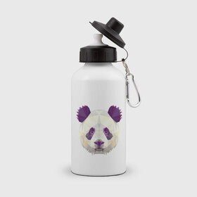 Бутылка спортивная с принтом Фиолетовая панда в Тюмени, металл | емкость — 500 мл, в комплекте две пластиковые крышки и карабин для крепления | абстракция | геометрический рисунок | герои | панда | полигоны | фиолетовый