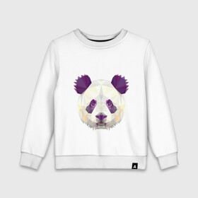 Детский свитшот хлопок с принтом Фиолетовая панда в Тюмени, 100% хлопок | круглый вырез горловины, эластичные манжеты, пояс и воротник | абстракция | геометрический рисунок | герои | панда | полигоны | фиолетовый