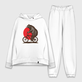 Женский костюм хлопок Oversize с принтом Медведь на велосиеде в Тюмени,  |  | вело | велосипед | медведь | солнце | спорт | япония