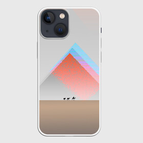 Чехол для iPhone 13 mini с принтом Пустынный мираж в Тюмени,  |  | верблюды | глюк | караван | пирамиды | путник | треугольник | цветовой шум