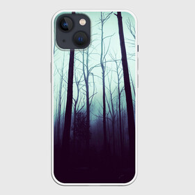 Чехол для iPhone 13 с принтом ЖУТКИЙ ЛЕС в Тюмени,  |  | деревья | жуть | лес | ночь | облака | силуэт | тень