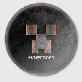 Значок с принтом MINECRAFT TEXTURE IRON в Тюмени,  металл | круглая форма, металлическая застежка в виде булавки | creeper | game | minecraft | железо | игра | компьютерная | крипер | криппер | майн | майнкрафт | текстура