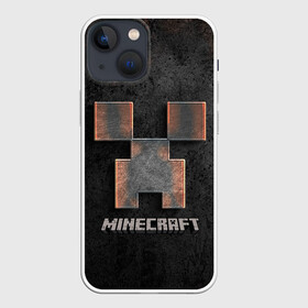 Чехол для iPhone 13 mini с принтом MINECRAFT TEXTURE IRON в Тюмени,  |  | creeper | game | minecraft | железо | игра | компьютерная | крипер | криппер | майн | майнкрафт | текстура