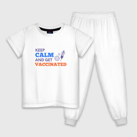 Детская пижама хлопок с принтом Вакцинируйся в Тюмени, 100% хлопок |  брюки и футболка прямого кроя, без карманов, на брюках мягкая резинка на поясе и по низу штанин
 | Тематика изображения на принте: coronavirus | covid19 | virus | вакцина | вакцинация | вирус | грипп | заражение | здоровье | иммунитет | инфекция | карантин | корона | коронавирус | маска | пандемия | прививка | самоизоляция | спутник
