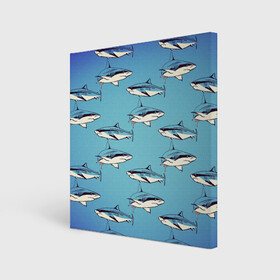 Холст квадратный с принтом Акулы Паттерн в Тюмени, 100% ПВХ |  | shark | акулы | иллюстрация | морские жители | морские обитатели | паттерн | рисунок | рыбы