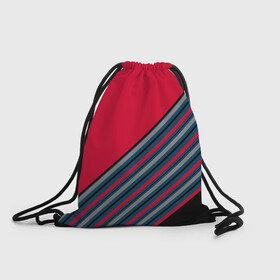 Рюкзак-мешок 3D с принтом Абстрактный асимметричный  в Тюмени, 100% полиэстер | плотность ткани — 200 г/м2, размер — 35 х 45 см; лямки — толстые шнурки, застежка на шнуровке, без карманов и подкладки | асимметричный | комбинированный | косые полосы | красный | красный и синий | креативный | модный | молодежный | мужской | синие полосы