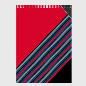 Скетчбук с принтом Абстрактный асимметричный  в Тюмени, 100% бумага
 | 48 листов, плотность листов — 100 г/м2, плотность картонной обложки — 250 г/м2. Листы скреплены сверху удобной пружинной спиралью | асимметричный | комбинированный | косые полосы | красный | красный и синий | креативный | модный | молодежный | мужской | синие полосы