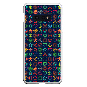 Чехол для Samsung S10E с принтом Морской разноцветный узор  в Тюмени, Силикон | Область печати: задняя сторона чехла, без боковых панелей | абстрактный | детский | звезда | малышам | мальчиковый | модный | молодежный | море | синий | современный | якорь
