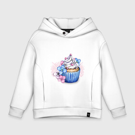 Детское худи Oversize хлопок с принтом Cupcake. Десерт с цветами в Тюмени, френч-терри — 70% хлопок, 30% полиэстер. Мягкий теплый начес внутри —100% хлопок | боковые карманы, эластичные манжеты и нижняя кромка, капюшон на магнитной кнопке | cupcake | десерт | десерты | капкейк | кекс | кондитерка | кондитерский | сладкое | сладости | цветочки | цветы