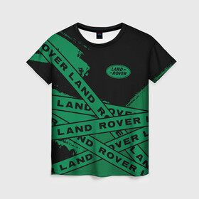 Женская футболка 3D с принтом Land Rover - Strokes (Tapes) в Тюмени, 100% полиэфир ( синтетическое хлопкоподобное полотно) | прямой крой, круглый вырез горловины, длина до линии бедер | auto | defender | land | logo | moto | range | rover | symbol | авто | автомобиль | гонки | дефендер | знак | краска | ленд | ленты | лого | логотип | логотипы | лэнд | марка | машина | мото | полосы | ровер | рэндж | символ | символы