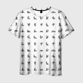 Мужская футболка 3D с принтом Камасутра в Тюмени, 100% полиэфир | прямой крой, круглый вырез горловины, длина до линии бедер | Тематика изображения на принте: love | любовь | пара | позы