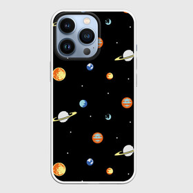 Чехол для iPhone 13 Pro с принтом Планеты в космосе в Тюмени,  |  | венера | звезды | земля | иллюстрация | космос | паттерн | планеты | рисунок | сатурн | черный | юпитер
