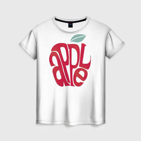 Женская футболка 3D с принтом Красное яблочко в Тюмени, 100% полиэфир ( синтетическое хлопкоподобное полотно) | прямой крой, круглый вырез горловины, длина до линии бедер | apple | red apple | красное яблоко | фруктовое | фруктовый | фрукты | яблоко | яблони | яблоня