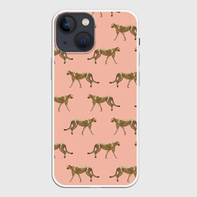 Чехол для iPhone 13 mini с принтом Гепарды на розовом в Тюмени,  |  | африка | гепард | гепарды | иллюстрация | коты | кошки | крупные кошки | паттерн | пятна | розовый | сафари