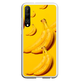 Чехол для Honor P30 с принтом Банановый рай в Тюмени, Силикон | Область печати: задняя сторона чехла, без боковых панелей | Тематика изображения на принте: банановый | бананы | желтый | кожура | фрукты