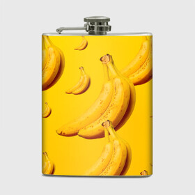 Фляга с принтом Банановый рай в Тюмени, металлический корпус | емкость 0,22 л, размер 125 х 94 мм. Виниловая наклейка запечатывается полностью | банановый | бананы | желтый | кожура | фрукты
