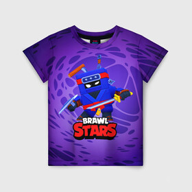 Детская футболка 3D с принтом Ninja Ash Brawl Stars Эш  в Тюмени, 100% гипоаллергенный полиэфир | прямой крой, круглый вырез горловины, длина до линии бедер, чуть спущенное плечо, ткань немного тянется | ash | brawl | brawl stars | brawlstars | brawl_stars | аш | бравл | бравлстарс | эш