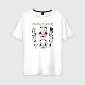 Женская футболка хлопок Oversize с принтом Для детей. Котята в Тюмени, 100% хлопок | свободный крой, круглый ворот, спущенный рукав, длина до линии бедер
 | аппликация | детский узор | для девочек | котята | малышам | милый | украшение