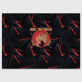 Поздравительная открытка с принтом MUAY THAI FIGHTER в Тюмени, 100% бумага | плотность бумаги 280 г/м2, матовая, на обратной стороне линовка и место для марки
 | fighter | muay thai | боец | драки | карате | муай тай | мутай