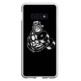 Чехол для Samsung S10E с принтом Ironmonkey в Тюмени, Силикон | Область печати: задняя сторона чехла, без боковых панелей | Тематика изображения на принте: fitness | gorilla | gym | monkey | power | sport | strength | горилла | качалка | мощь | сила | спорт | фитнес