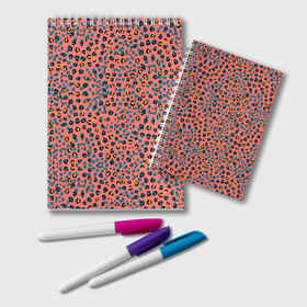 Блокнот с принтом Леопардовый принт на розовом в Тюмени, 100% бумага | 48 листов, плотность листов — 60 г/м2, плотность картонной обложки — 250 г/м2. Листы скреплены удобной пружинной спиралью. Цвет линий — светло-серый
 | Тематика изображения на принте: абстракция | африканский | леопардовые пятна | леопардовый принт | розовый | сафари
