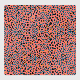 Магнитный плакат 3Х3 с принтом Леопардовый принт на розовом в Тюмени, Полимерный материал с магнитным слоем | 9 деталей размером 9*9 см | Тематика изображения на принте: абстракция | африканский | леопардовые пятна | леопардовый принт | розовый | сафари