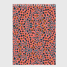 Скетчбук с принтом Леопардовый принт на розовом в Тюмени, 100% бумага
 | 48 листов, плотность листов — 100 г/м2, плотность картонной обложки — 250 г/м2. Листы скреплены сверху удобной пружинной спиралью | Тематика изображения на принте: абстракция | африканский | леопардовые пятна | леопардовый принт | розовый | сафари