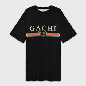 Платье-футболка 3D с принтом GACHI B 3D в Тюмени,  |  | Тематика изображения на принте: gucci | logo | бренд | гучи | лого | мужской символ | надпись | цветной