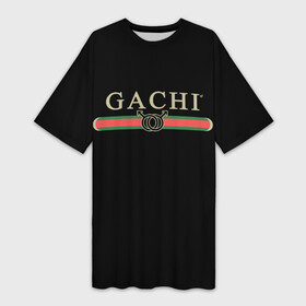 Платье-футболка 3D с принтом GACHI B 3D в Тюмени,  |  | gucci | logo | бренд | гучи | лого | мужской символ | надпись | цветной