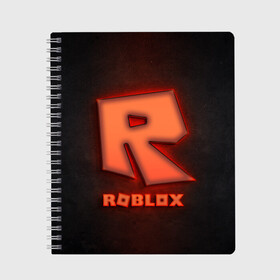 Тетрадь с принтом ROBLOX NEON RED в Тюмени, 100% бумага | 48 листов, плотность листов — 60 г/м2, плотность картонной обложки — 250 г/м2. Листы скреплены сбоку удобной пружинной спиралью. Уголки страниц и обложки скругленные. Цвет линий — светло-серый
 | Тематика изображения на принте: neon | roblox | игра | компьютерная игра | логотип | неон | онлайн | онлайн игра | роблакс | роблокс