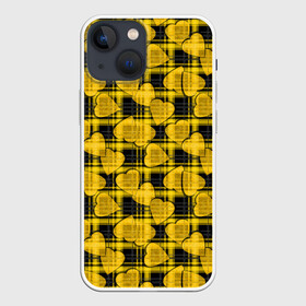 Чехол для iPhone 13 mini с принтом Желто черный модный узор в Тюмени,  |  | детский | для девочек | клетка | любовь | модный | плед | сердце | черный и желтый