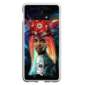 Чехол для Samsung S10E с принтом Cyberpunk girl в Тюмени, Силикон | Область печати: задняя сторона чехла, без боковых панелей | волосы | девушка | киберпанк | корона | космос | планета