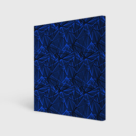Холст квадратный с принтом Черно-синий геометрический   в Тюмени, 100% ПВХ |  | абстрактный | геометрические фигуры | геометрический | модный | молодежный | полосы | синий | синий и черный