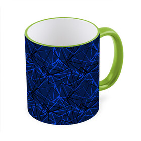 Кружка с полной запечаткой с принтом Черно-синий геометрический   в Тюмени, керамика | ёмкость 330 мл | абстрактный | геометрические фигуры | геометрический | модный | молодежный | полосы | синий | синий и черный