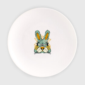 Тарелка с принтом Безумный кролик в Тюмени, фарфор | диаметр - 210 мм
диаметр для нанесения принта - 120 мм | Тематика изображения на принте: rabbit | безумие | животное | заяц | зверь | крол | кролик | трус