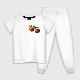 Детская пижама хлопок с принтом Вишенки в Тюмени, 100% хлопок |  брюки и футболка прямого кроя, без карманов, на брюках мягкая резинка на поясе и по низу штанин
 | бордовый | вишня | зеленый | листва | ягоды