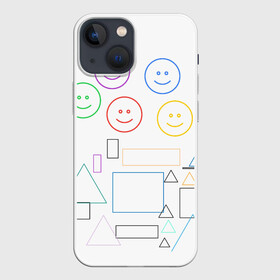 Чехол для iPhone 13 mini с принтом фигуры в Тюмени,  |  | forms | rainbow | smiles | squares | triangles | квадраты | радуга | смайлы | треугольники | улыбки
emoticons | фигуры
