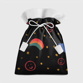 Подарочный 3D мешок с принтом Мрачное детство в Тюмени, 100% полиэстер | Размер: 29*39 см | Тематика изображения на принте: горошек | детство | радуга | разукрашка | рисунок | смайлик