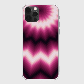 Чехол для iPhone 12 Pro Max с принтом Черно-пурпурный калейдоскоп в Тюмени, Силикон |  | абстрактный | бордовый | геометрический | зигзаг | калейдоскоп | модный | орнамент | современный | черный
