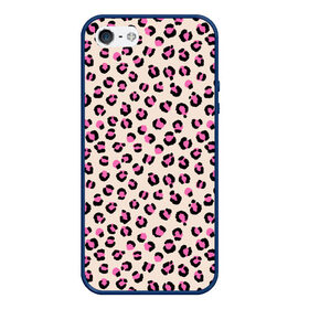 Чехол для iPhone 5/5S матовый с принтом Леопардовый принт розовый в Тюмени, Силикон | Область печати: задняя сторона чехла, без боковых панелей | бежевый | леопард | леопардовый принт | молочный цвет | пятнистый | розовый