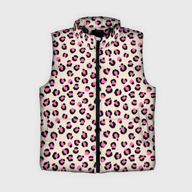 Женский жилет утепленный 3D с принтом Леопардовый принт розовый в Тюмени,  |  | Тематика изображения на принте: бежевый | леопард | леопардовый принт | молочный цвет | пятнистый | розовый