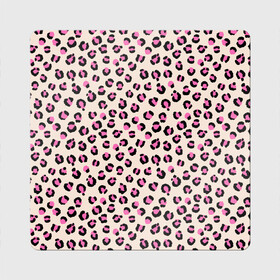Магнит виниловый Квадрат с принтом Леопардовый принт розовый в Тюмени, полимерный материал с магнитным слоем | размер 9*9 см, закругленные углы | бежевый | леопард | леопардовый принт | молочный цвет | пятнистый | розовый