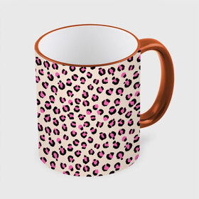 Кружка с полной запечаткой с принтом Леопардовый принт розовый в Тюмени, керамика | ёмкость 330 мл | Тематика изображения на принте: бежевый | леопард | леопардовый принт | молочный цвет | пятнистый | розовый