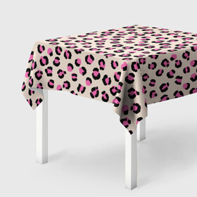 Скатерть 3D с принтом Леопардовый принт розовый в Тюмени, 100% полиэстер (ткань не мнется и не растягивается) | Размер: 150*150 см | Тематика изображения на принте: бежевый | леопард | леопардовый принт | молочный цвет | пятнистый | розовый